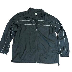 Nike Men Nylon Track Jacket Mesh Lining Size XL Black White Full Zip